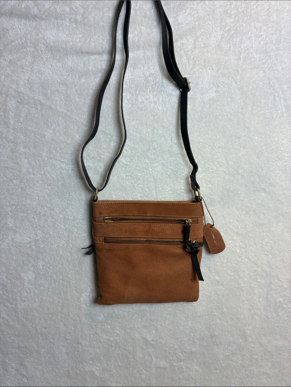 Everyday Tan Suede Crossbody Bag with Adjustable Strap